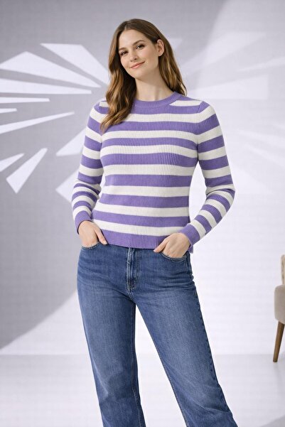 ModaPlaza Women's Striped Knit Sweater 5053