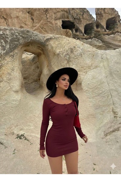 LUCEA Likralı kısa kaşkorse elbise