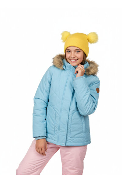 Oppland Beretă de iarnă pentru fetiță, cu pompon dublu, din bumbac, model dră...