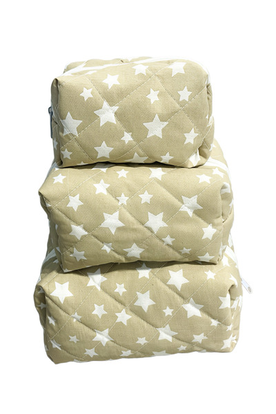 Bestway ve Diğeri مجموعة من 3 حقائب مكياج مبطنة بنقشة نجمة - حقيبة منظمة لمست...