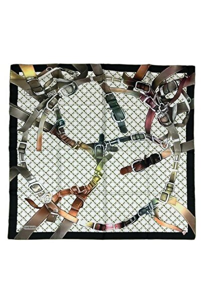 Cacharel İpek Eşarp Twill - 8938313-951 Ekru Yeşil