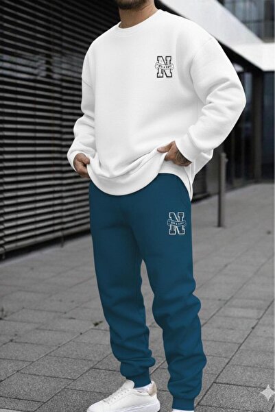 CAST COLLECTİON Set de trening pentru bărbați, alb, cu imprimeu New York, cu ...