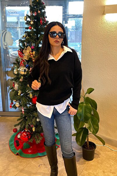 Noa&Noa V-Neck Corded Fabric Sweater - Black Black