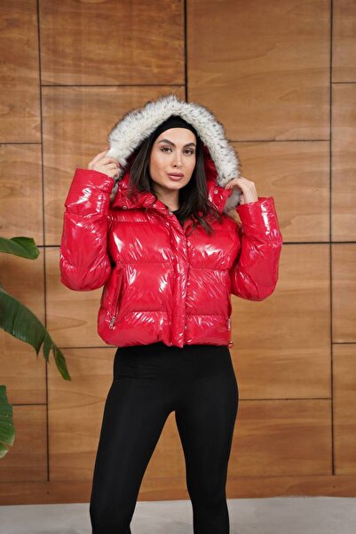 Joi Women's Pocket Detailed Lined Hooded Short Puffer Coat 1088 60283867