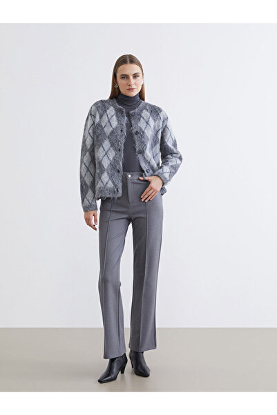 LC Waikiki Anthracite high waist Flared women's trousers