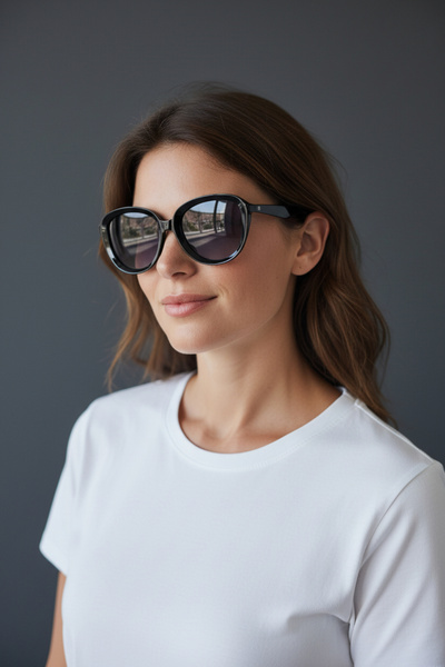 Qzen Round Model Black Women's Sunglasses