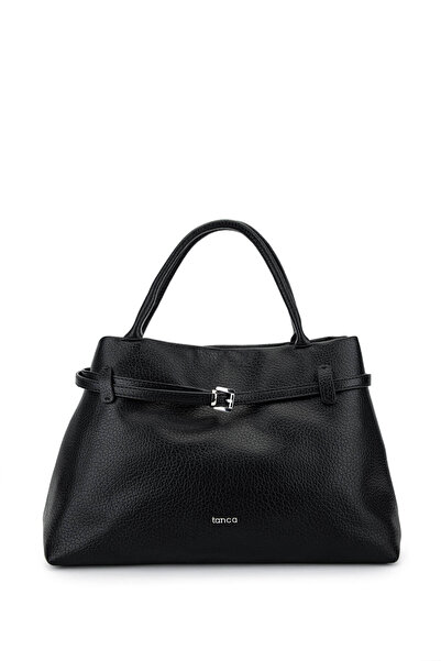 Tamer Tanca حقيبة يد نسائية من الجلد الصناعي باللون الأسود