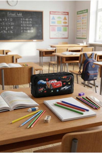 Probag حافظة أقلام للأطفال على شكل سيارة سباق، مزودة بقسمين، وسحاب، ومساحة دا...