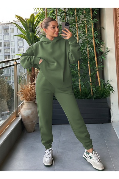 BayBayan ЖЕНСКИ 3-НИШЕН КАЗУАЛЕН ТРЕЙКСУИТ С КАПЮШОН И ВИСОКА ТАЛИЯ