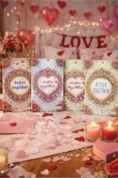 Art Terapi Mandala Yayınları دفتر ملاحظات حلزوني خاص ليوم الحب مقاس A5، 50 ور...