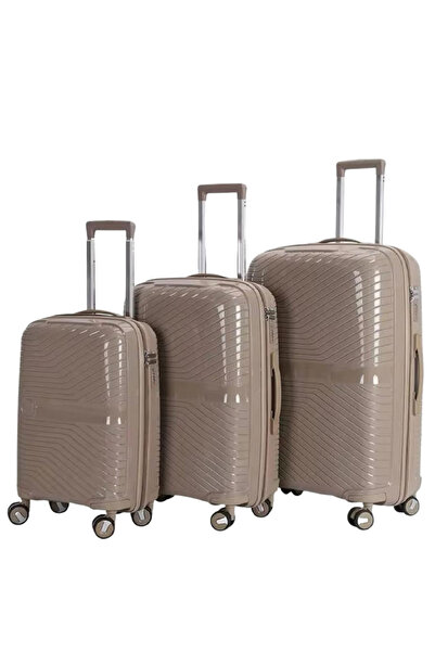 POGAGO 3 Piece Polypropylene Luggage Set Unbreakable Lightweight Soft Shell T...