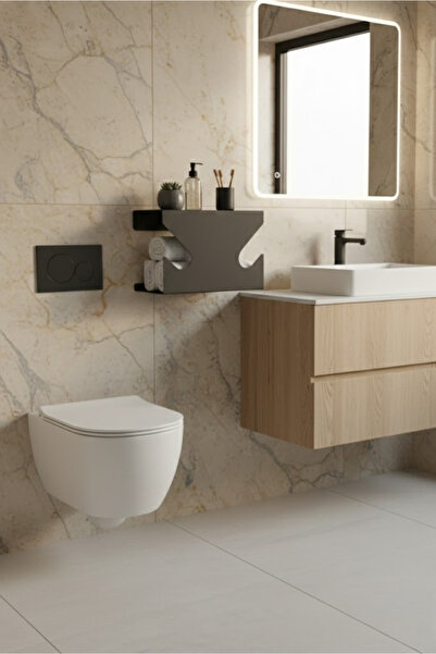 Milonsa Metal Shelf Towel Holder Black Bathroom Towel Toilet Paper Stand Deco...