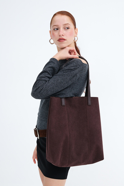 Addax Suede Bag with Puppies Ç2166