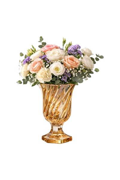 OEM Decorative vase made of premium glass, gold, modern elegant style, 19 cm