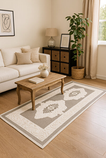 OEMN Cotton pile carpet, size 80×200 cm, baroque pattern