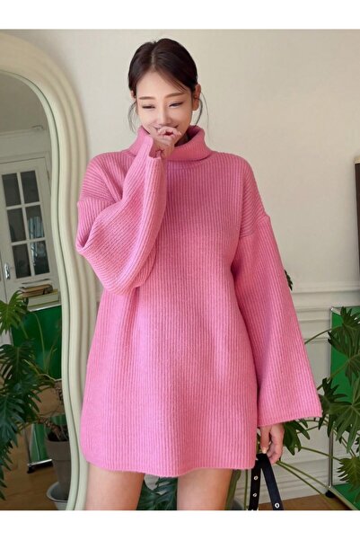 TUMA Kadın Balıkçı Yaka Düşük Omuz Geniş Kesim Triko Kazak Tuma8084