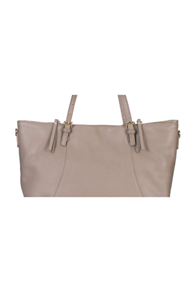 ZEVO Women's Cream Leather Shopper Bag Fabiana