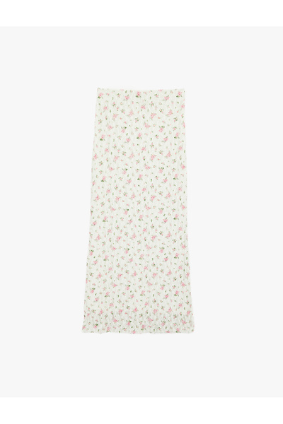 Koton A Kesim Slim Fit Çiçekli Midi Dantel Etek