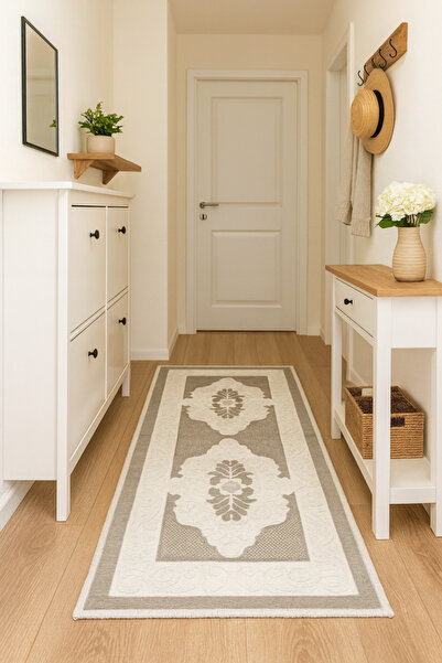 OEMN Cotton pile carpet, size 80×300 cm, baroque pattern