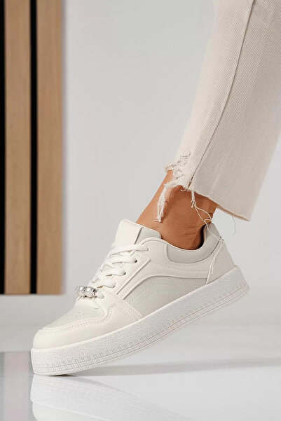 Zaira Γυναικεία μπεζ πάνινα παπούτσια από οικολογικό δέρμα Oana #24173 - 39