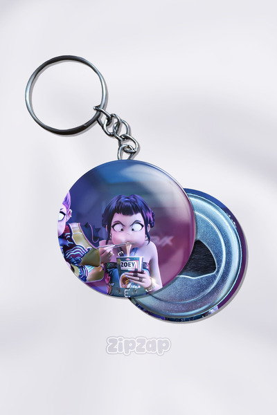 ZipZap سلسلة مفاتيح زينة على شكل شخصية كايتلين من أنمي KPop Demon Hunters (قط...