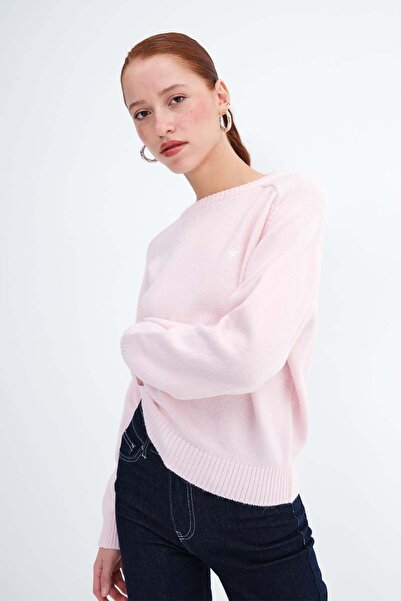 Addax Pulover tricotat cu broderie stea K3418-D4