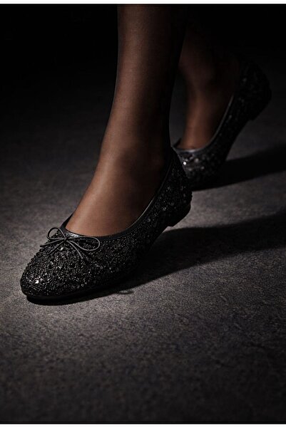 WOSSE Balerini de damă cu panglică argintie și talpă confortabilă pentru purt...