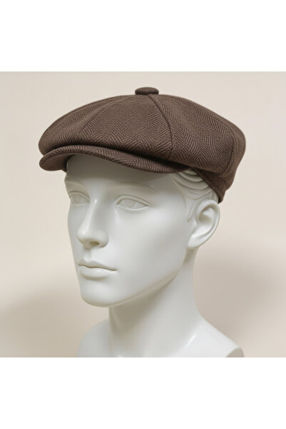POKUT Erkek 8 Köşeli Kasket - Peaky Blinders Model İngiliz Tarzı Yünlü Dokulu...