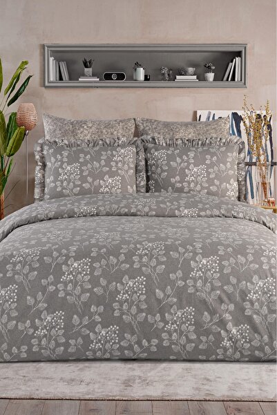 Uçkan home 100% Cotton Ruffled Double Bed Sheet Set