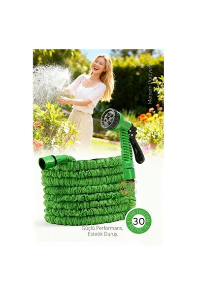 ModaCar 30 Metre Premium Uzayabilen Bahçe Hortumu - 7 Fonksiyonlu Başlık ve E...