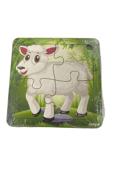 tüftürük Educational and Learning Wooden 4-Piece 13 X 13 Colorful Animals Cor...