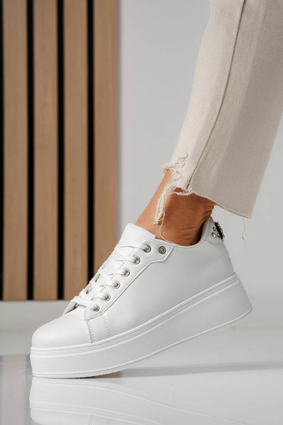 Zaira Adidasi dama albi din piele ecologica Azaleea #24003 - 36