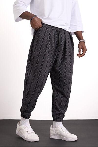 Gerusta Erkek Günlük Desenli Paça Lastikli Pileli Şalvar