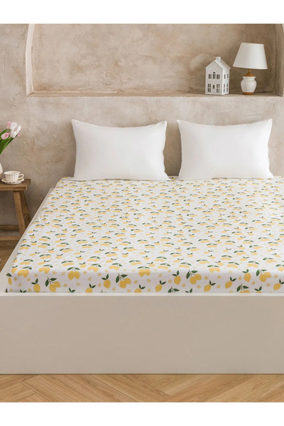 LC Waikiki LCW HOME Μικτό ελαστικό σεντόνι διπλού μεγέθους με στάμπα λεμονιού