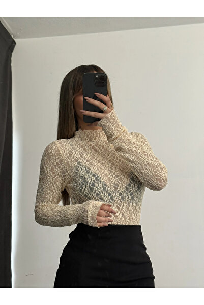 nona butik Bluză din dantelă Diana - Bej