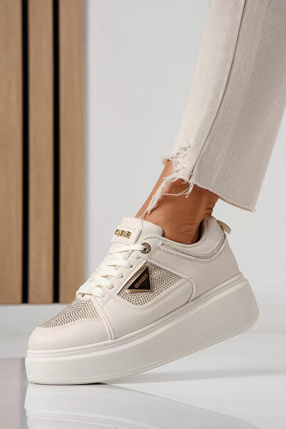 Zaira Γυναικεία μπεζ πάνινα παπούτσια από οικολογικό δέρμα Delia #24081 - 40