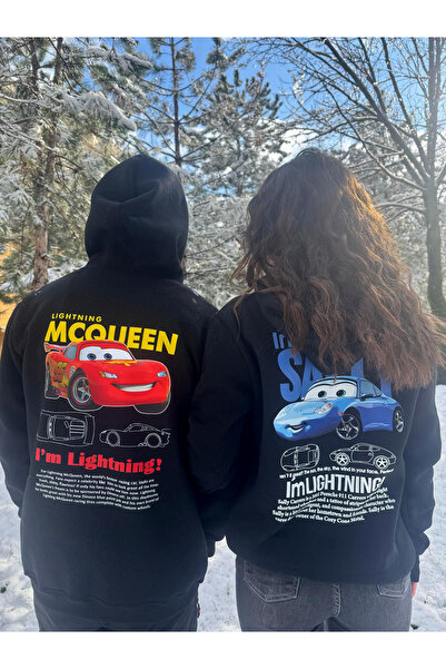 MODA 14 Şubat Sevgililer Günü Hediyesi Çift Kombin Siyah Sweatshirt