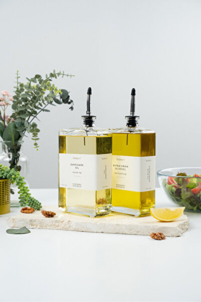 Homerest 2'li 750ml Cam Yağdanlık Şişesi 2 (ADET) Sızdırmaz Mutfak Yağlık Sir...