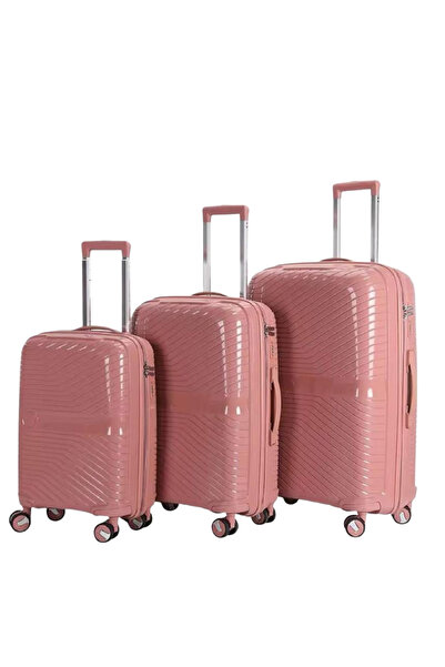 POGAGO 3 Piece Polypropylene Luggage Set Unbreakable Lightweight Soft Shell T...