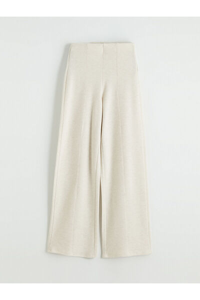 LC Waikiki منتجات الموسم الجديد من ESVAB بنطلون نسائي بيج واسع الساق مع خصر مرن