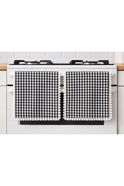 senmasy Black Potikare Stove Cover Set of 2 - Decorative Kitchen Cover