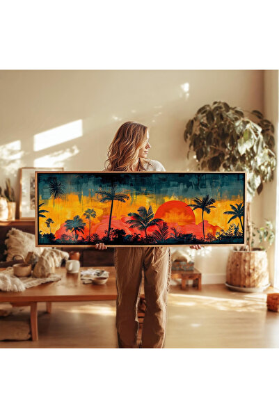 woodhomeworks Tek Parça Gerçek Ahşap Yatay Panorama Çerçeveli tropikal gün ba...