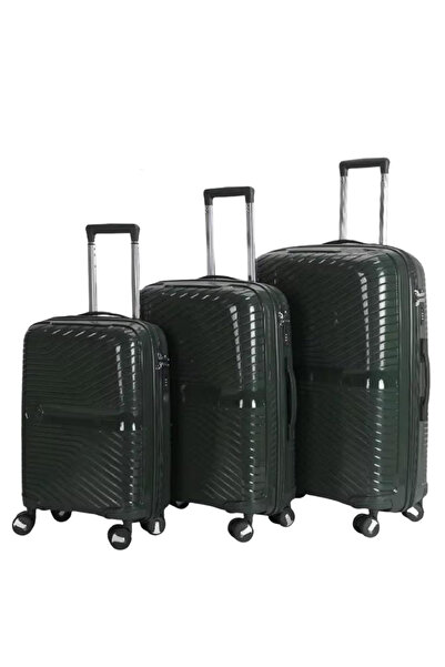 POGAGO 3 Piece Polypropylene Luggage Set Unbreakable Lightweight Soft Shell T...