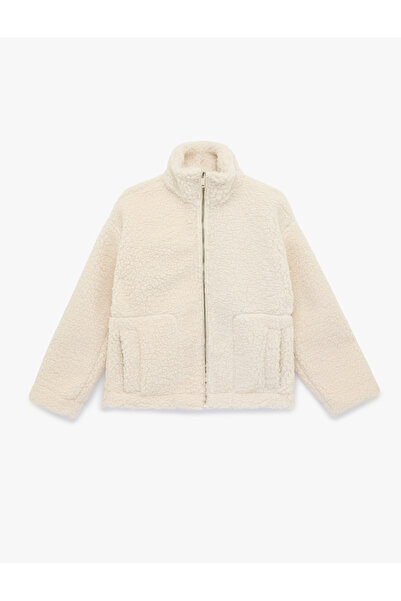 Koton Zippered Mock Neck Long Sleeve Plush Jacket