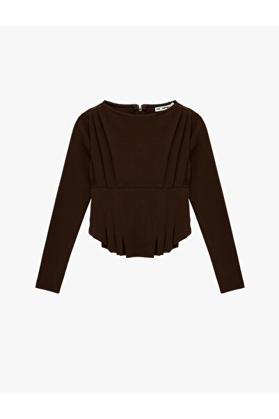 Koton Boat Neck Long Sleeve Cotton Slim Fit T-Shirt