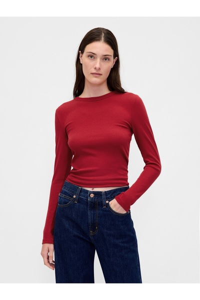 GAP Kadın Koyu Kırmızı Modern Shrunken T-Shirt