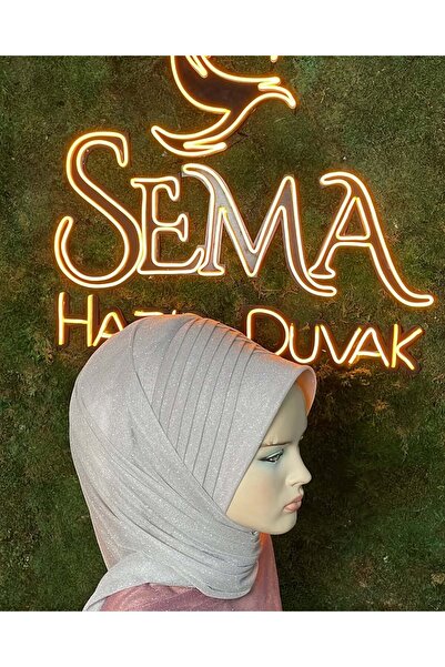 semahazırduvak Açık gri Simli model hazır türban hazır şal abiye şal duvak