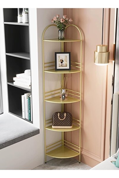 Raffine رف زاوية معدني من 5 طبقات، رف عرض للكتب، مناسب للمطبخ وغرفة المعيشة و...