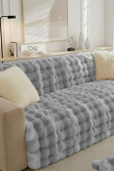 Evlen Home Collection Husă de scaun de lux din blană 170x215 cm Husă de canap...
