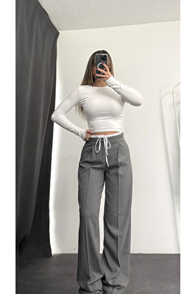 nona butik Maggie Palazzo Pants - Gray